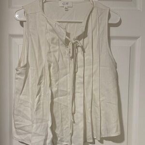Gilli Cream Sleeveless Blouse with Tie Detail